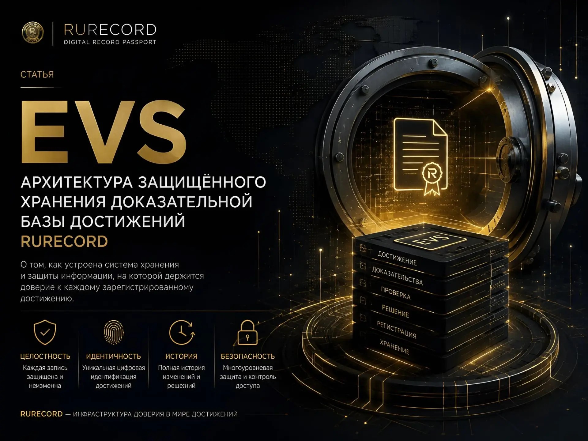 EVS: архитектура защищённого хранения доказательной базы достижений RURECORD